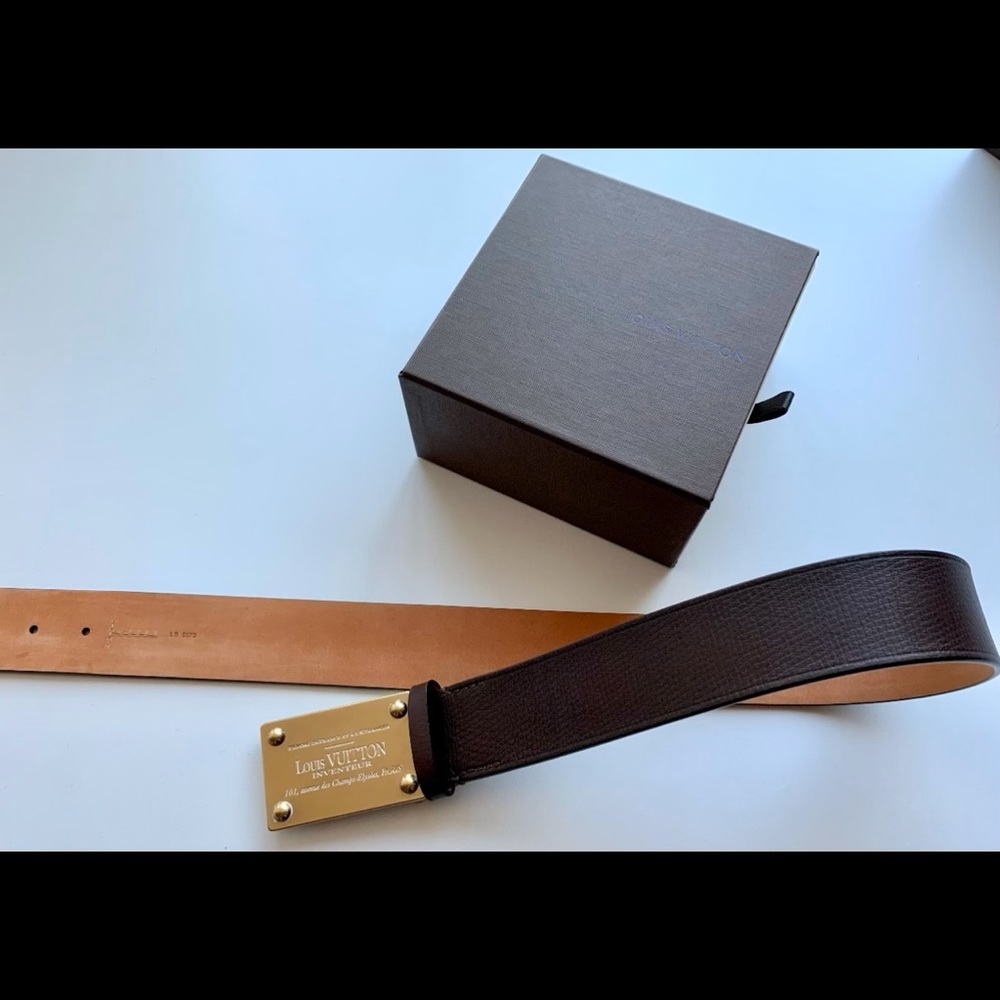 Louis Vuitton Brown/Gold Belt Inventeur